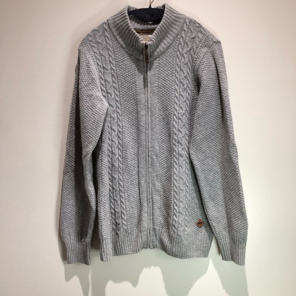 LA Argentina Men's Lambswool Cardigan Small Cable Knit Full Zip Gray - Picture 1 of 16